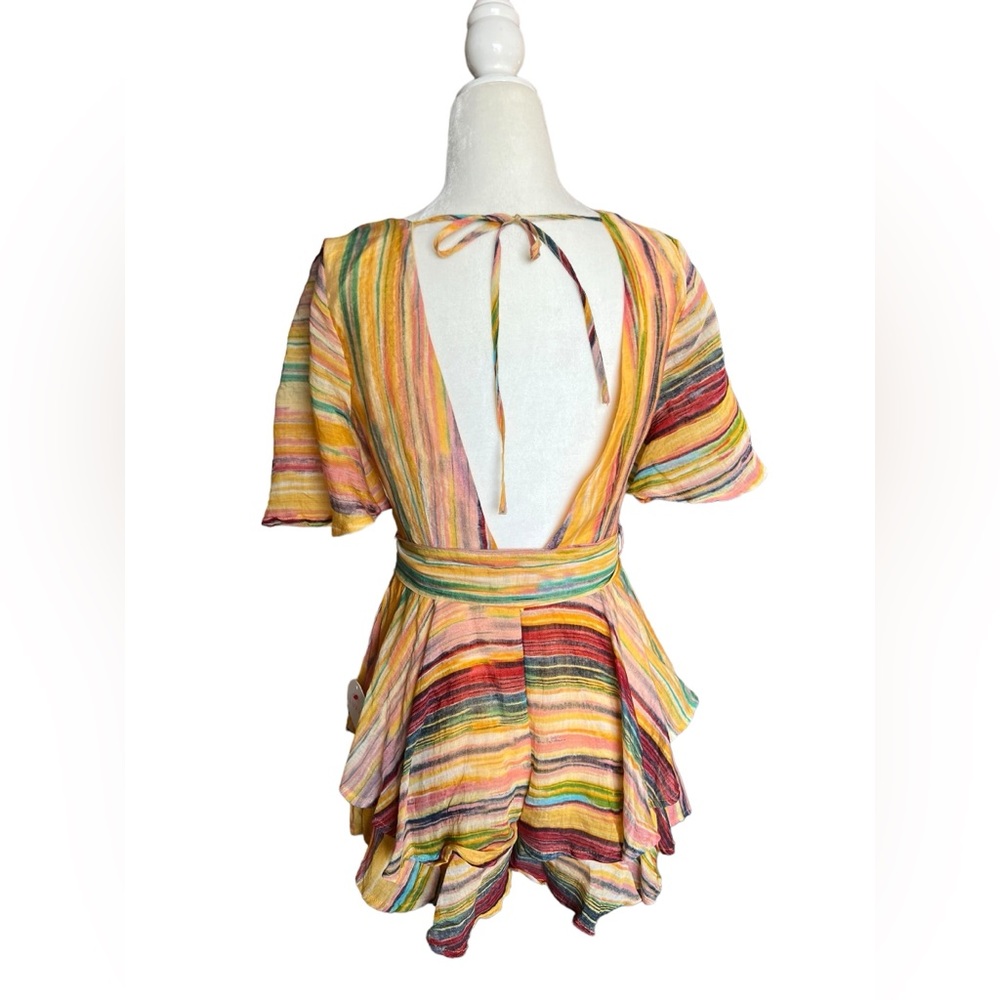NWT Luxxel Stripped Print Ruffle Romper Small Dress Juniors LR 5795 - Picture 4 of 14